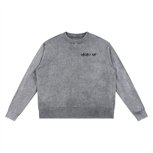 yeahno,sweater,sweatshirt,grey,gray,oversize,oversized,wash,mineralwash